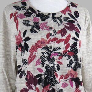 CJ Banks Women's Gray Floral Long-Sleeve Button-Up Cardigan Size XL (C2009)
